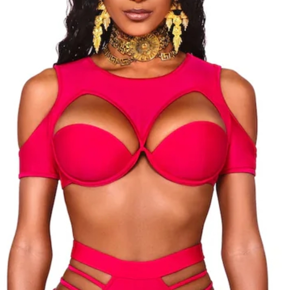 Stylish Pink Women's Cut-Out Top